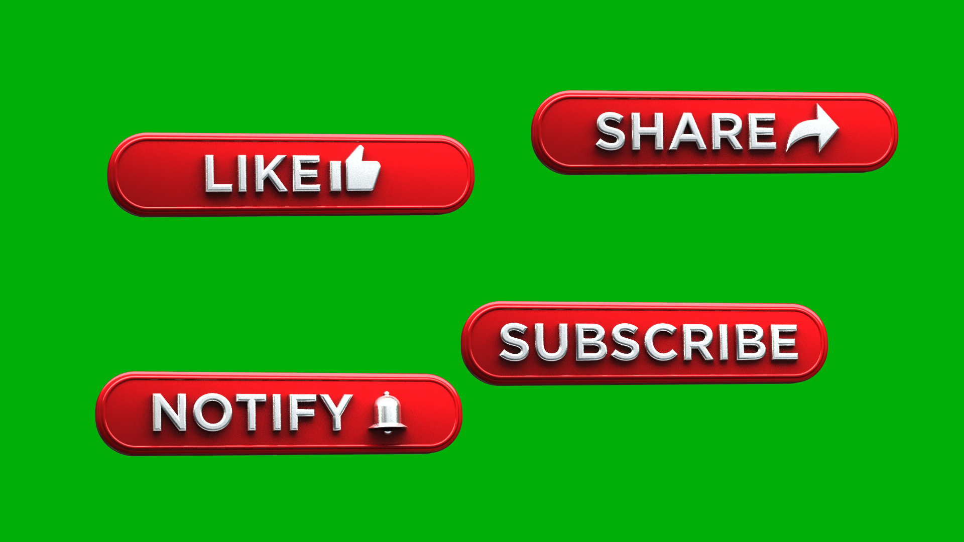 Like,share,subscribe,notification button 3d animation in green screen and  alpha BG – The Free GFX