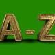 Ornamental decorative golden Letters A to Z green screen video - Green screen video freegraphics